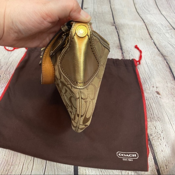 COACH Signature Tan & Bronze Hobo Shoulder Bag - Picture 4 of 8